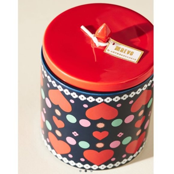 NWT-Anthropologie Maeve Floral Pomegranate & Sage Ceramic Candle - Picture 2 of 4